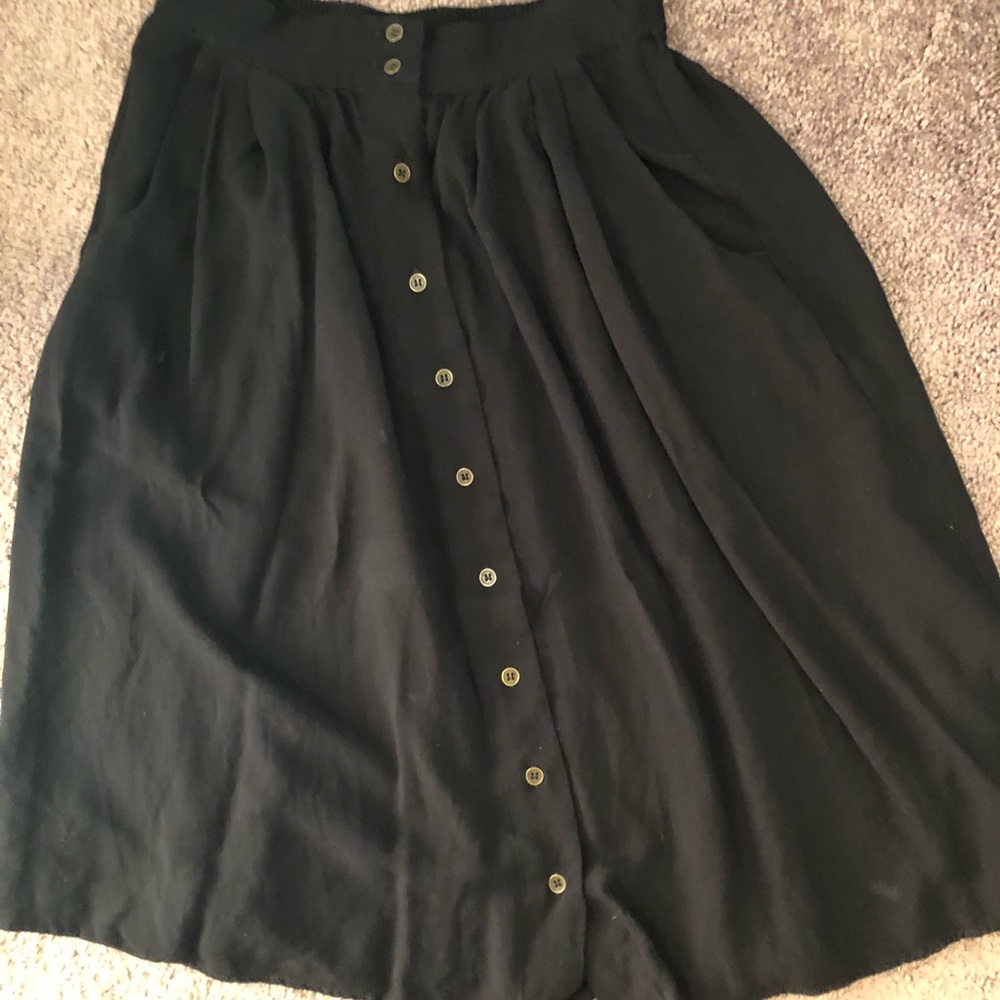 Long black button up skirt